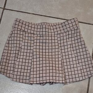 abercrombie kids Pink and Brown Plaid Pleated Skirt